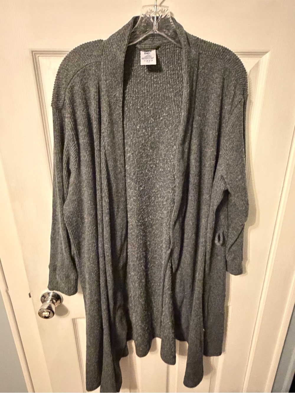 Cozy Open-Front Gray Women's Cardigan Sweater/ Robe